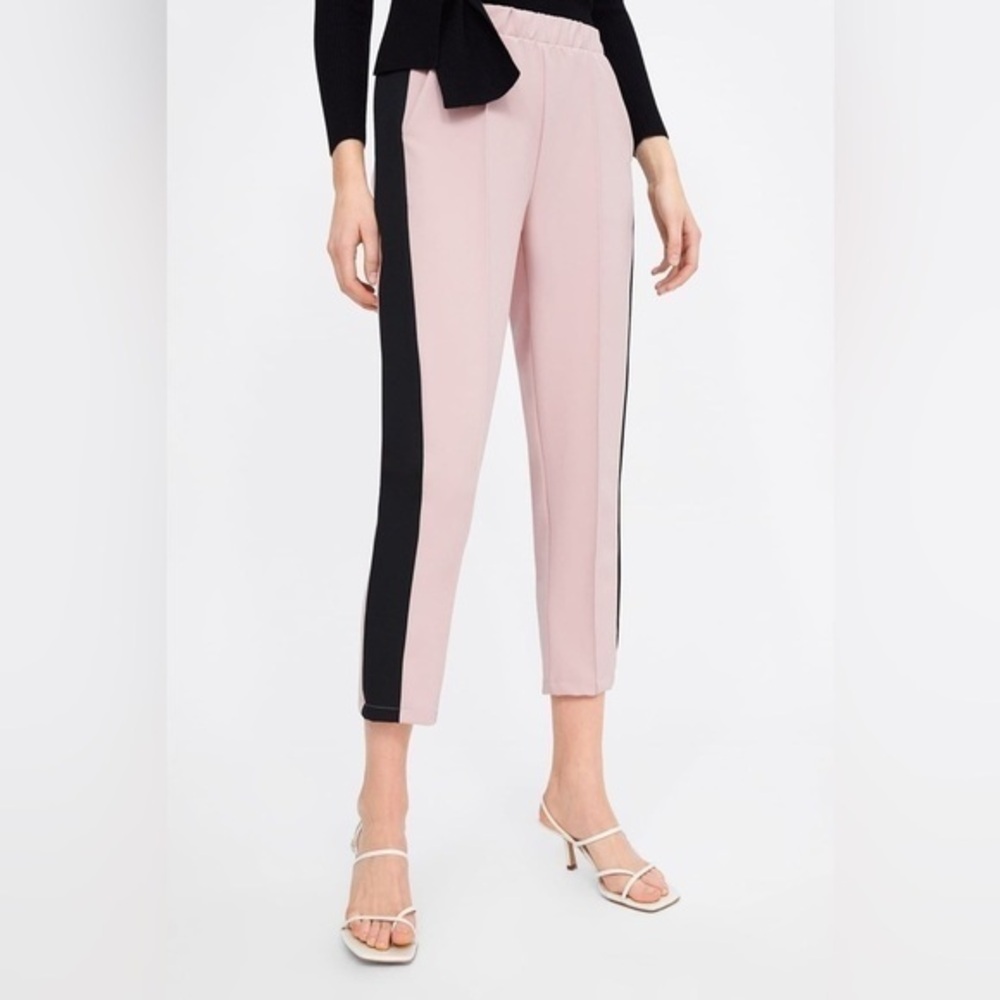 Zara Pink Tuxedo Stripe Pants Size S